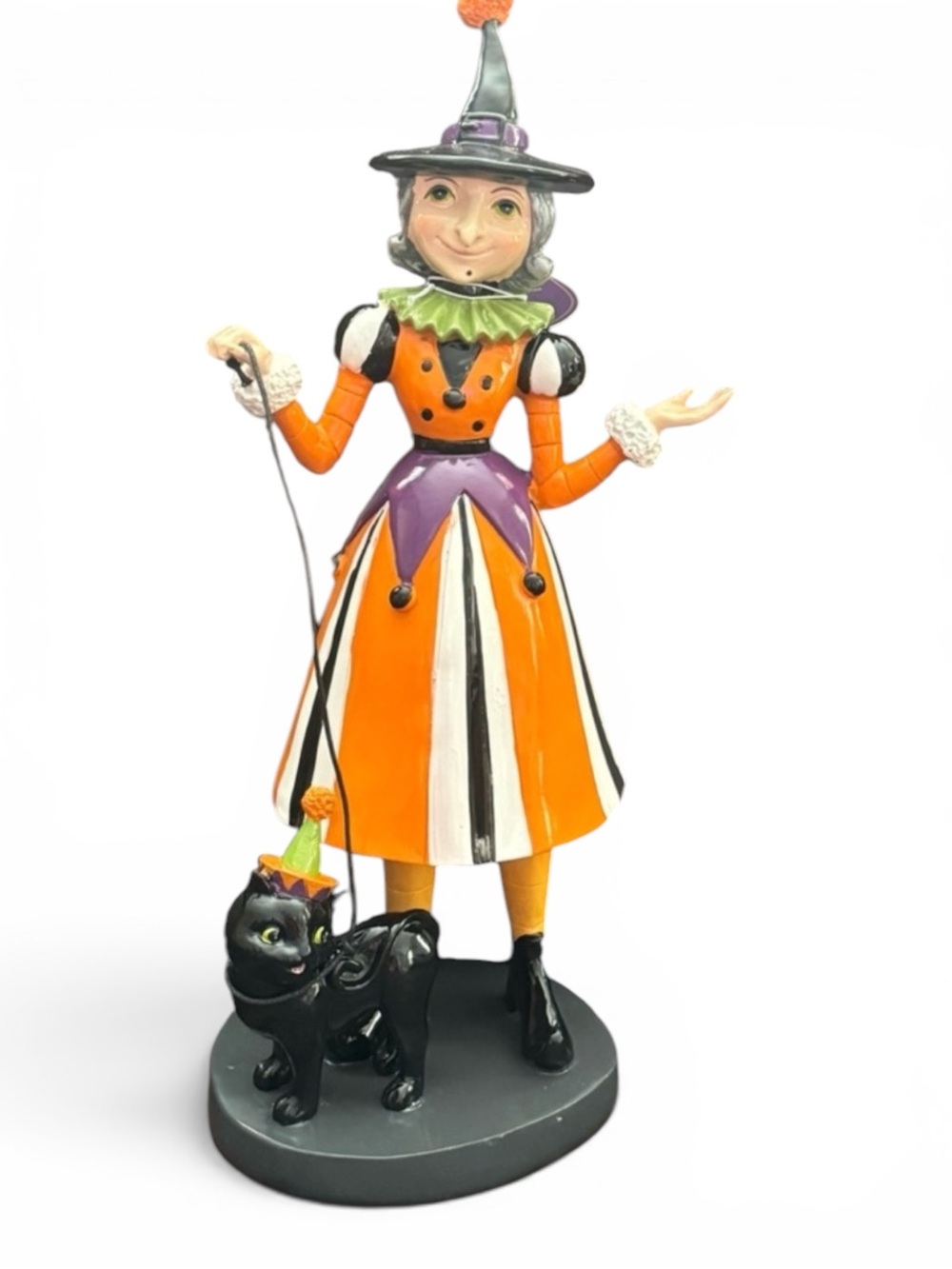 Eerie Charm Witch with Black Cat Halloween Figurine
